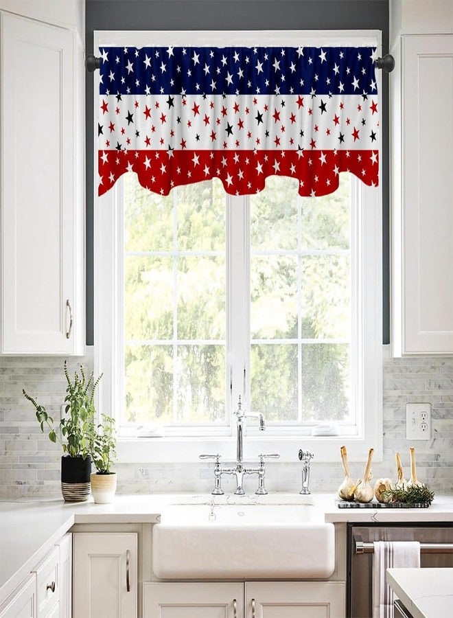 DOTOOMA 54x18 Inches Farm Independence Day Red White Blue Window Treatment Valance 4th of July Retro Kitchen Dining Room Polyester Fabric Decorations Supplies - Image 2